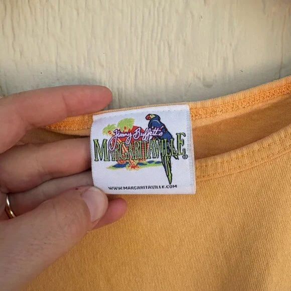 Vintage Jimmy Buffet Margaritaville Tank Top Men's Large Orange Parrot Key West - Picture 3 of 9